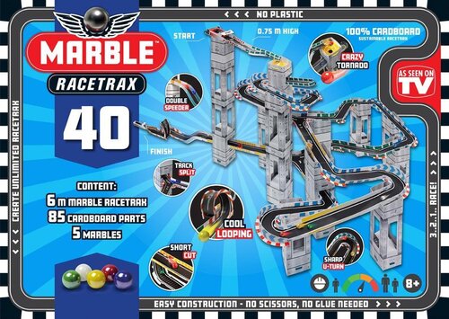Marble Racetrax - Knikkerbaan (Racebaan Circuit Set: 40 Sheets - 6 Meter) - Speelgoed (8718754869171)