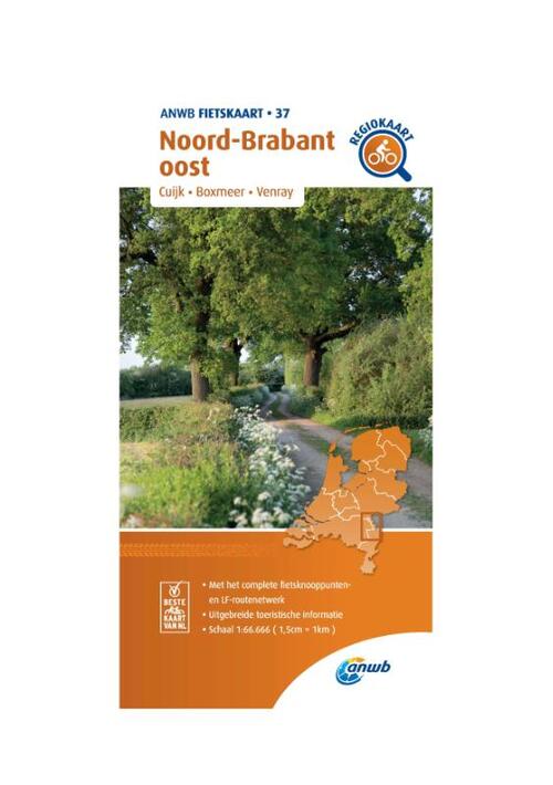 Fietskaart Noord-Brabant oost 1:66.666 - Anwb - Paperback (9789018047382)
