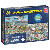Jan Van Haasteren - Verkeerschaos & Ter Land, Ter Zee En In De Lucht (2X 1000 Stukjes)